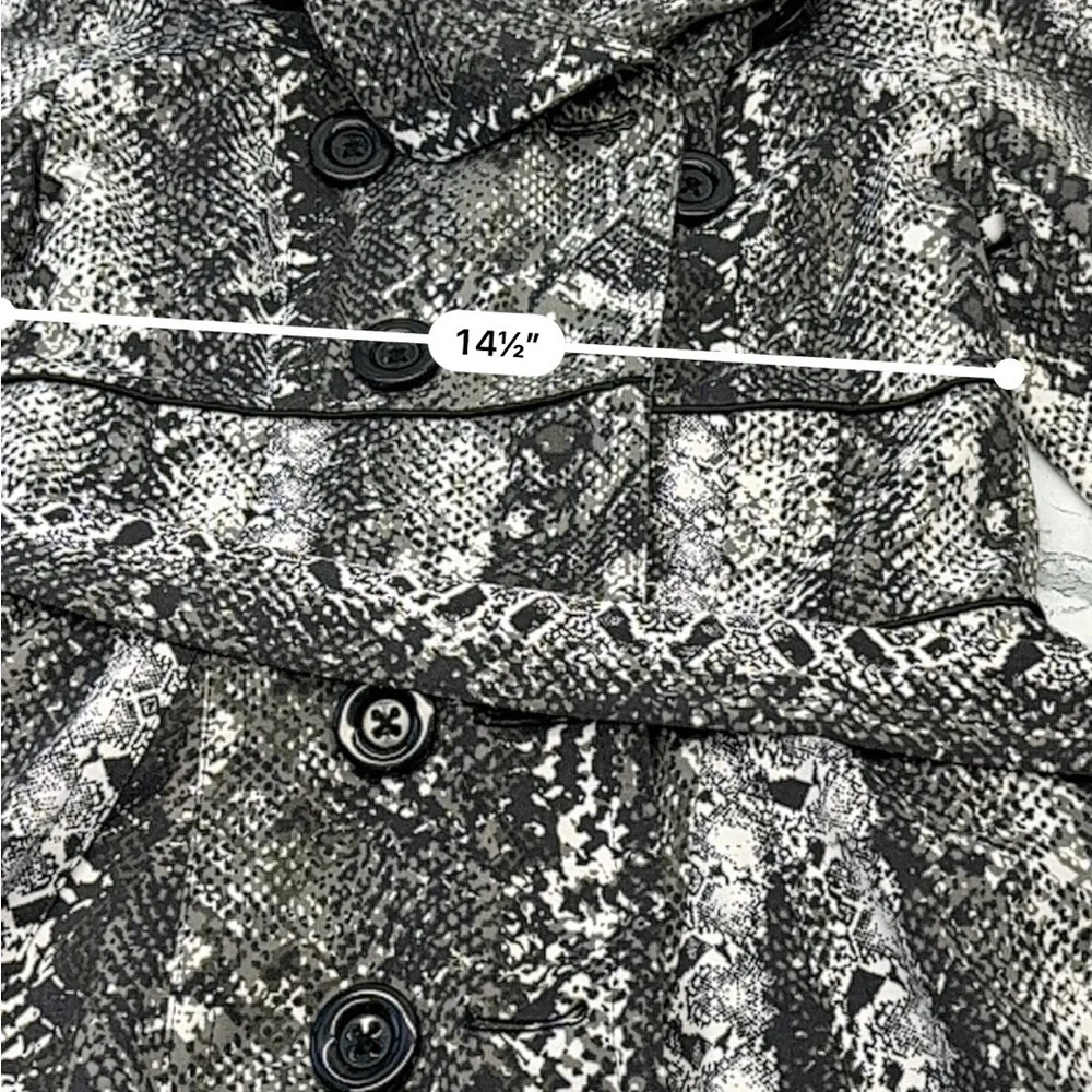 Y2K Candie's Black Grey & White Snake-Print Trench Coat with Belt Size Medium - Picture 12 of 12